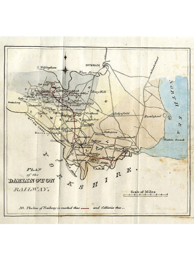 Map in 1821 S&DR prospectus, courtesy of The Common Room