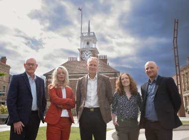 Ian Thompson, Alison Clark, Reuben Kench, Lianna Francis Kelly, Charlie Nettle (left to right). Photo by Jo Booth.